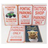 5 Metal Signs - Tattoo Shop, Pontiac, Cadillac