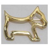 Vintage Jeweled Collared Scottie Dog Brooch -