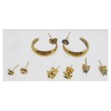 14K Gold and Stone Pierced Earrings - 3.16 grams