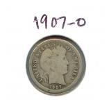 1907-O Barber Silver Dime