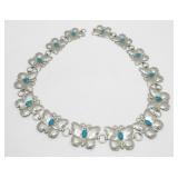 Vintage Silver and Turquoise Butterfly Necklace -