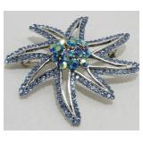 Vintage Ice Blue and Auroraï¿½ed Jeweled Brooch