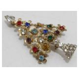 Vintage Jeweled Christmas Tree Brooch
