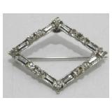 Vintage Rhinestone Jeweled Diamond Shaped Brooch