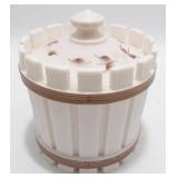 * 1980 Westmoreland Almond Glass Covered Dish -