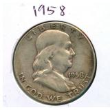 1958 Franklin Silver Half Dollar