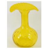 * Blenko Ruffled / Quilted Canary Vase