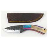 New Dragon Scale Drop Point Knife with Leather