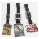 Three Old Watch Fobs - Original Straps