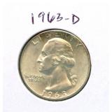 1963-D Washington Silver Quarter