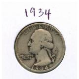 1934 Washington Silver Quarter