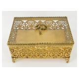 * Vintage Footed Beveled Glass Jewelry / Trinket