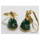 Jeweled Christmas Tree Pierced Earrings