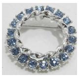 Vintage Ice Blue Jeweled Brooch
