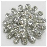 Vintage Rhinestone Brooch - Round Flower