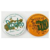 2 Vintage Ft. Madison, Iowa, RODEO Buttons - 1958