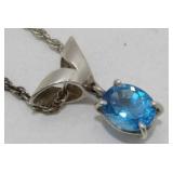 Sterling Silver and Blue Topaz Necklace - 11.63
