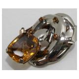 Sterling Silver and Topaz Colored Stones Brooch -