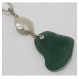 Sterling Silver and Sea Glass Necklace - 17.98