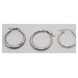 Sterling Silver Hoop Pierced Earrings - 3.42