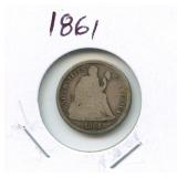 1861 Seated Liberty Silver Dime