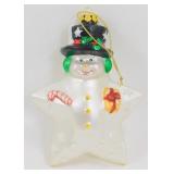 * Blown Glass Star Shaped Snowman Ornament
