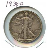 1938-D Walking Liberty Silver Half Dollar