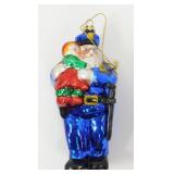 * Blown Glass Santa Police Ornament