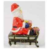 * Porcelain Santa On Sleigh Trinket Box with