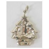 Vintage Sterling Silver Christmas Tree Pendant -