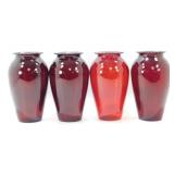 * 4 Large Ruby Red Glass Vases