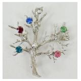 Vintage Tree of Life Sterling Silver Brooch Pin