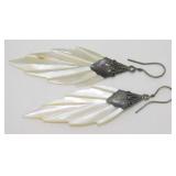 Vintage Sterling Silver MOP Earrings - 3.5ï¿½