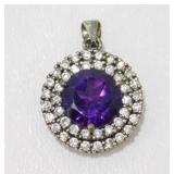Sterling Silver Amethyst CZ Pendant - 1ï¿½