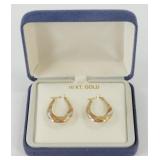 New in Box 10kt Gold Tri-Color Hoop Earrings -