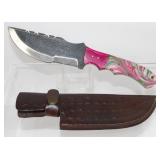 New Damascus Blade Knife with Gut Hook and New