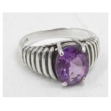 Vintage Sterling Silver and Purple Stone Ring -