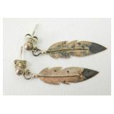 Vintage Sterling Silver Feather Earrings - 1.5ï¿½