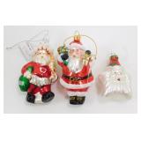* Lot of 3 Blown Glass Santa Ornaments