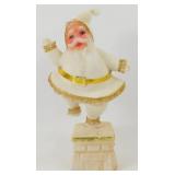Vintage White & Gold Flocked Santa Dancing on