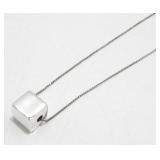 Vintage Sterling Silver Cube Necklace on Box