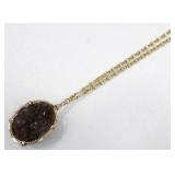 Purple Metal Wrapped Druzy on 26ï¿½ Chain