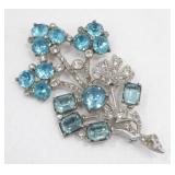 Vintage 1940 Staret Signed Large Brooch - Blue