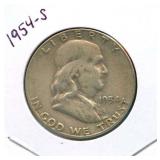 1954-S Franklin Silver Half Dollar