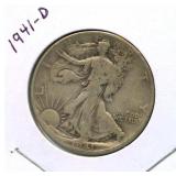 1941-D Walking Liberty Silver Half Dollar