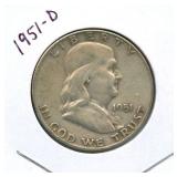 1951-D Franklin Silver Half Dollar