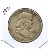 1951 Franklin Silver Half Dollar