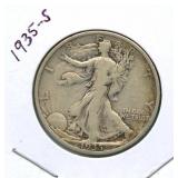 1935-S Walking Liberty Silver Half Dollar