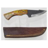 New Damascus Blade Drop Point Knife with Gut Hook