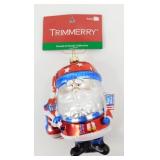 * Kurt Adler Blown Glass Patriotic Santa Ornament